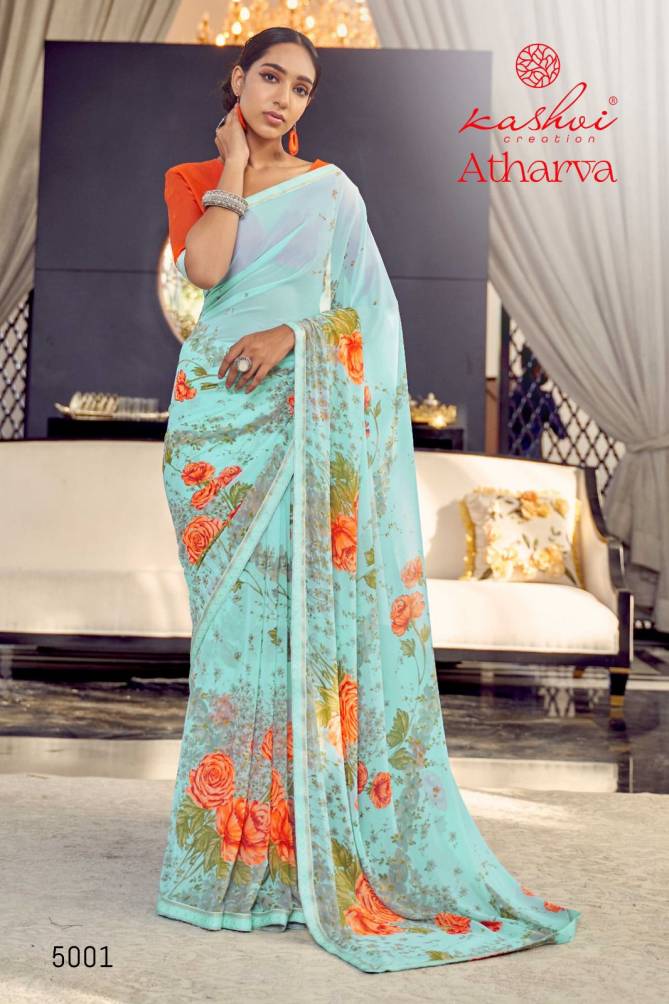 Atharva By Kashvi Weightless Printed Sarees Wholesale Shop In Surat